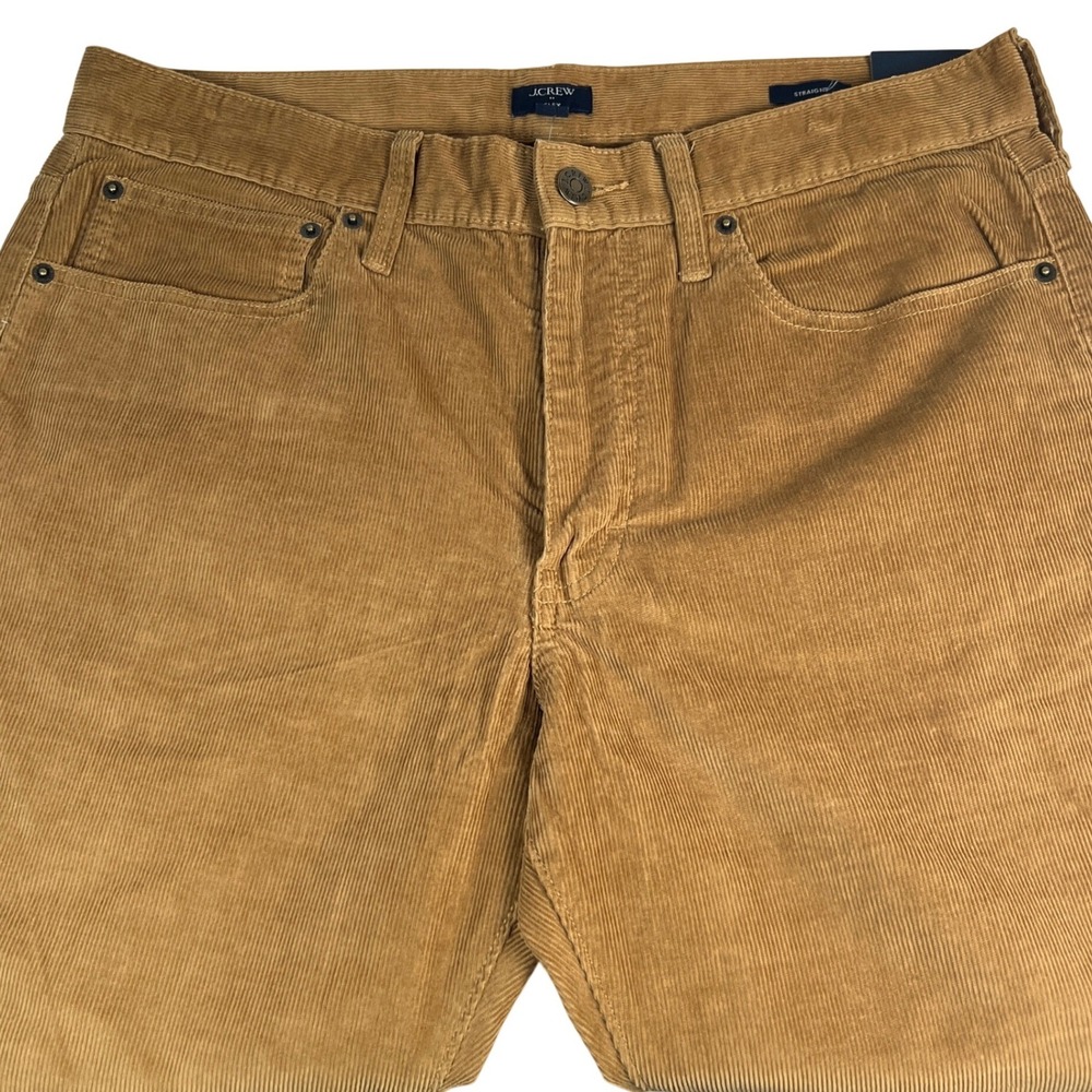 J.Crew Straight Flex Corduroy Pants Mens 32x32 Koa Tan Brown Cotton Stretch NEW